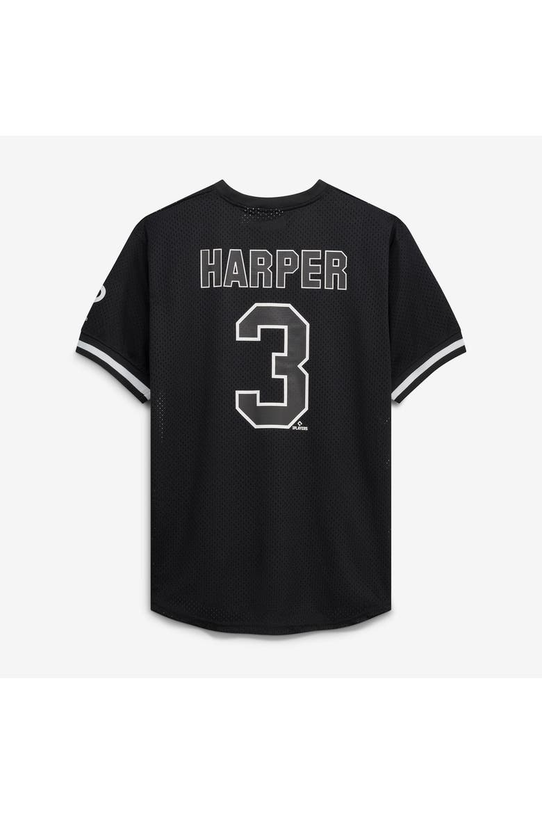 Men's Fanatics Bryce Harper Black/White Philadelphia Phillies Big & Tall Heavyweight Mesh Jersey, Alternate, color, Black