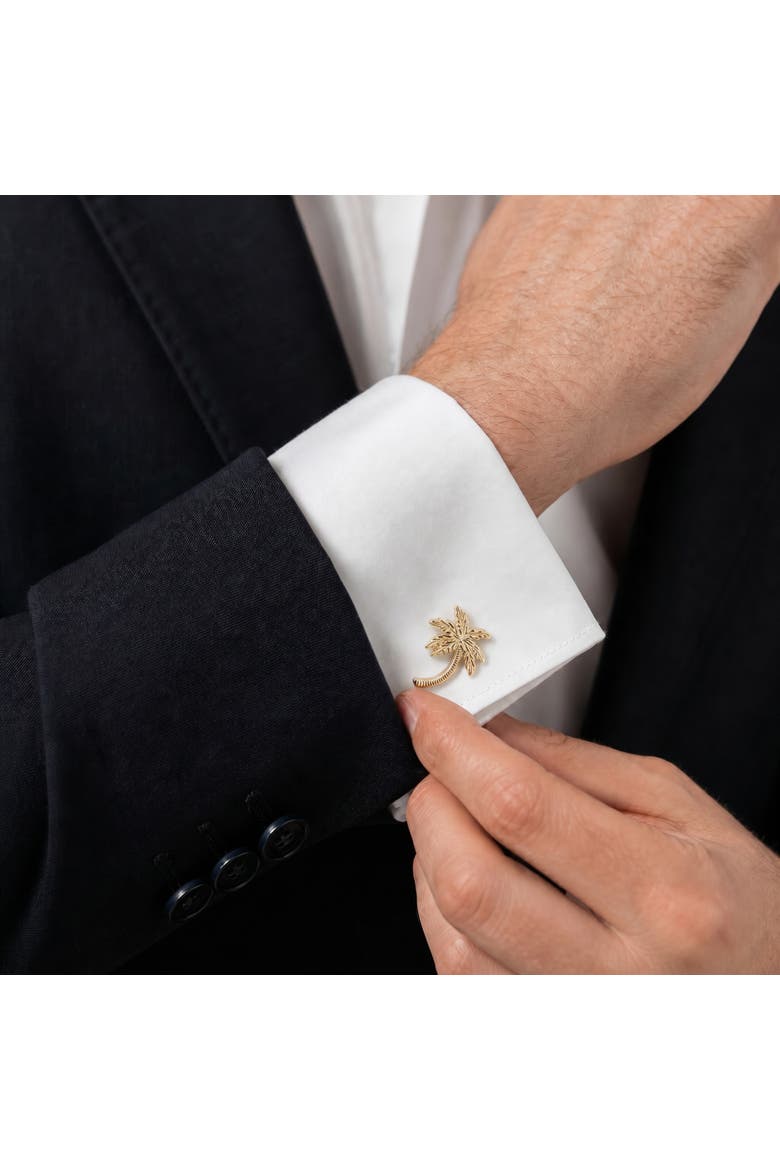 The Palm Court Palm Tree Cufflinks, Alternate, color, Gold