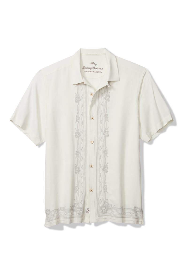 Isle Do Embroidered Silk Camp Shirt, Alternate, color, CONTINENTAL