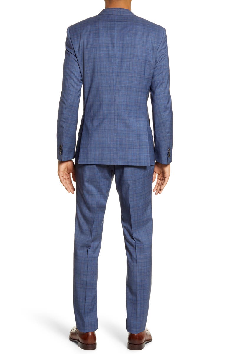 BOSS Huge/Genius Trim Fit Plaid Wool Suit, Alternate, color,