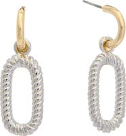 Juvell Two-Tone Link Drop Huggie Hoop Earrings