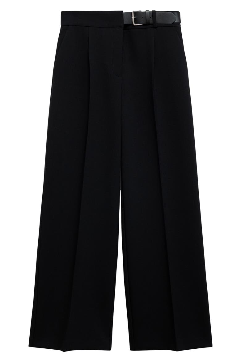 Belted Straight Leg Pants, Alternate, color, BLACK