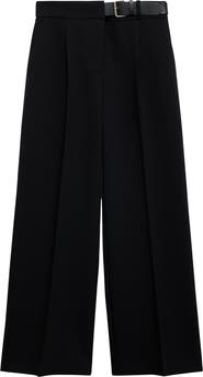 MANGO Belted Straight Leg Pants