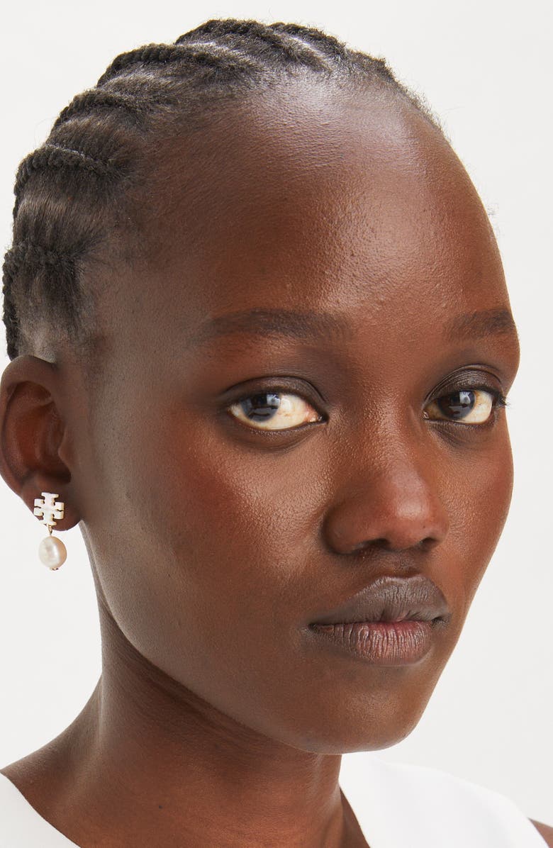 Tory Burch Moondance Mother of Pearl Drop Earrings, Alternate, color, Tory Gold / Mother Of Pearl