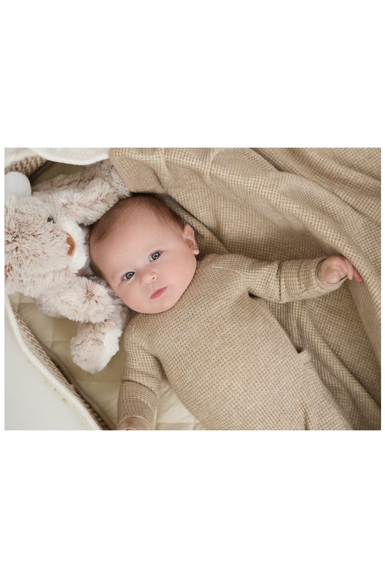 Shimmer Waffle Knit Footie, Alternate, color, TAUPE