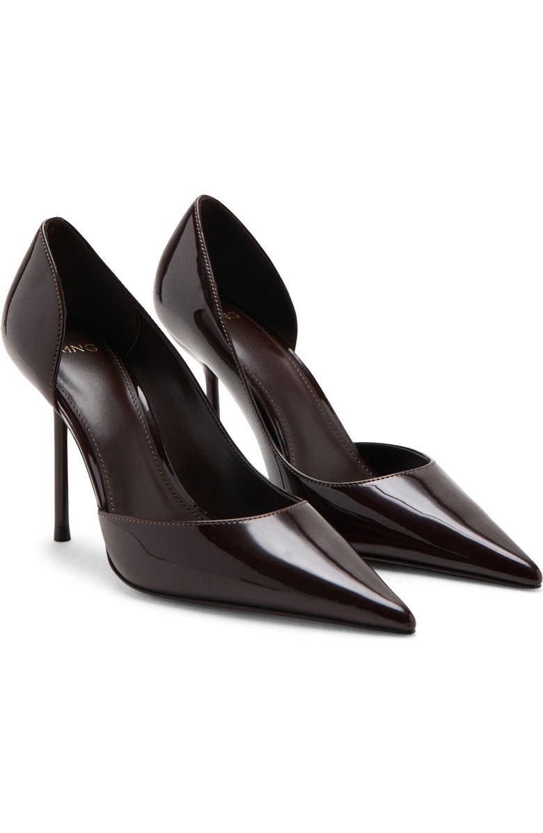 MANGO Half d'Orsay Pointed Toe Pump, Main, color, Burgundy