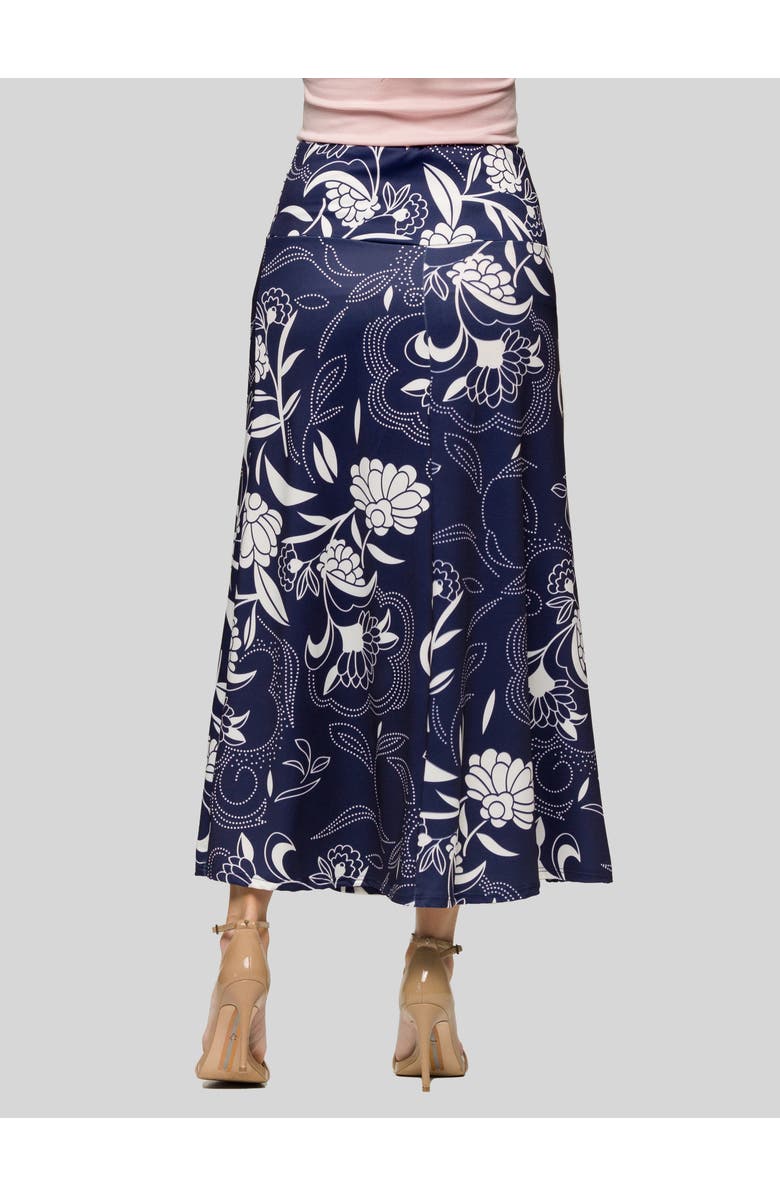 24seven Comfort Apparel Floral Print Elastic Waist A-LINE Maxi Skirt, Alternate, color,