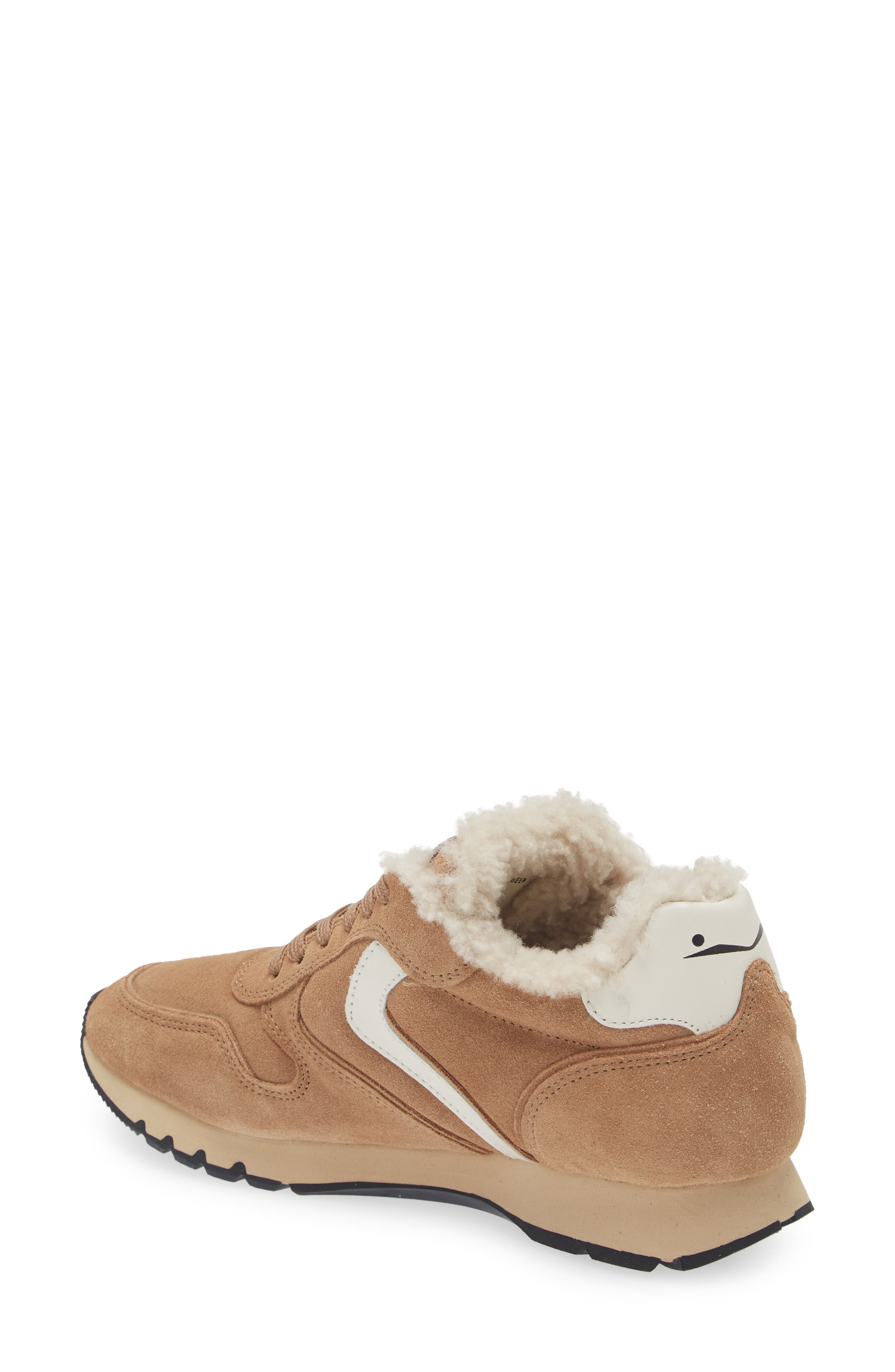 Voile Blanche Julia Genuine Shearling & Suede Sneaker, Alternate, color, Tobacco Ice