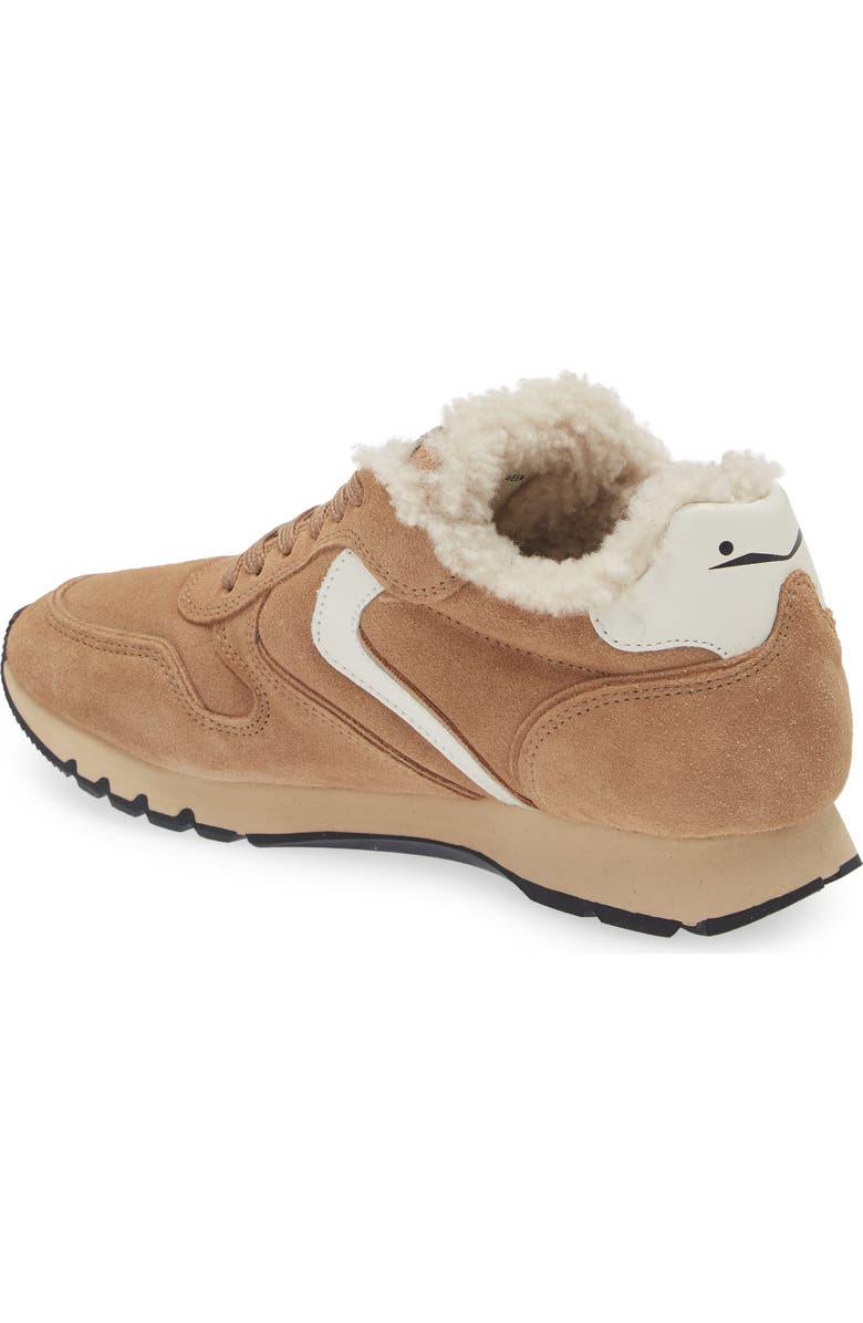Voile Blanche Julia Genuine Shearling & Suede Sneaker, Alternate, color, Tobacco Ice