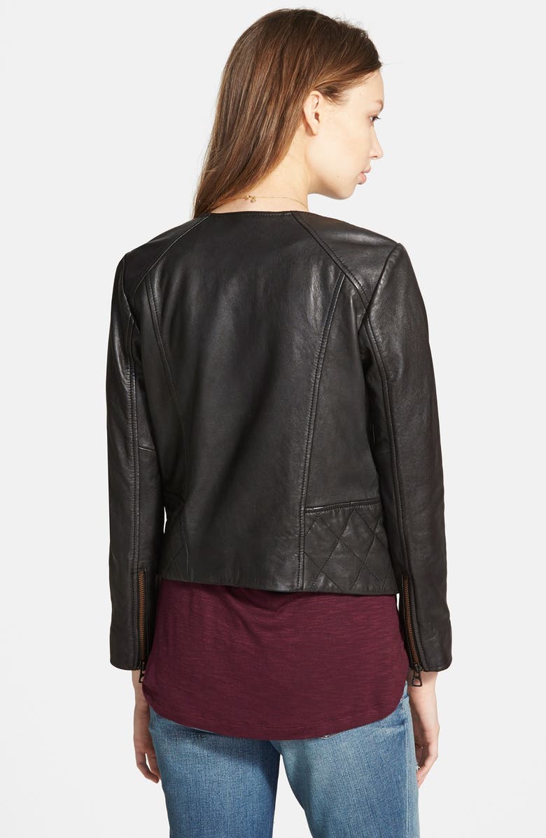 Madewell 'Metropolis' Collarless Leather Jacket, Alternate, color, 