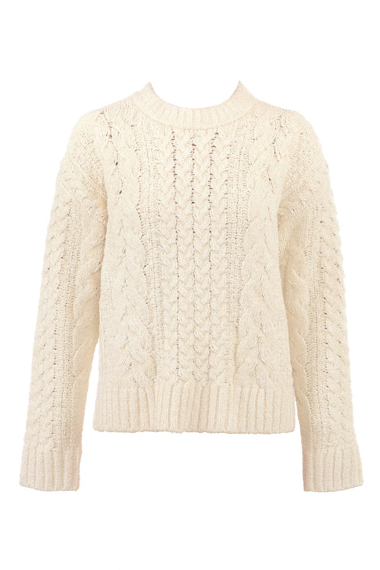 Jasper Chenille Cable Cotton Blend Sweater, Alternate, color, IVORY