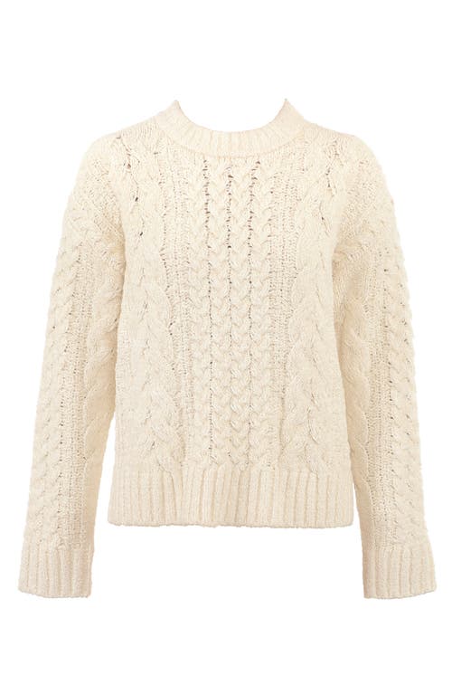Shop House Of Cb Jasper Chenille Cable Cotton Blend Sweater In Ivory