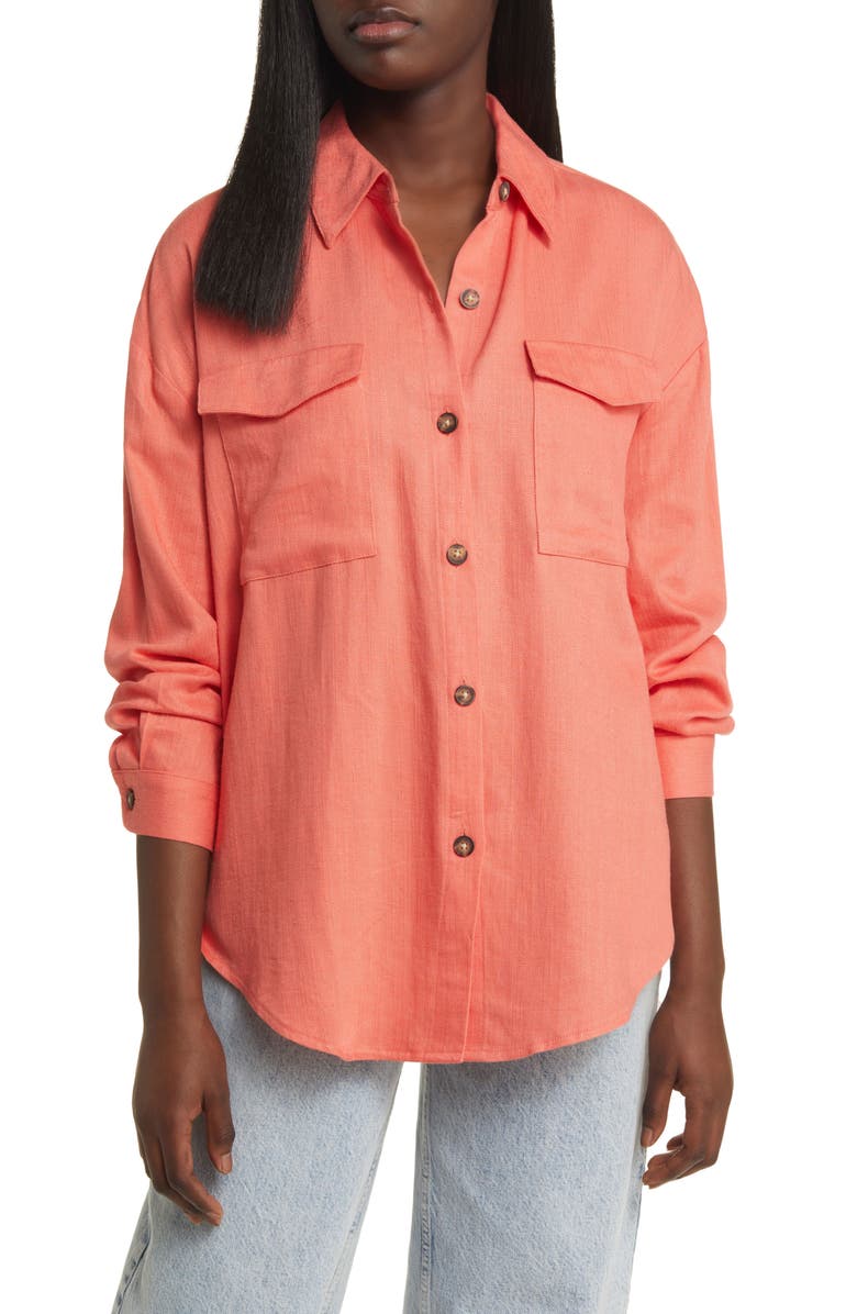 ASOS DESIGN Utility Oversize Button-Up Shirt, Main, color,