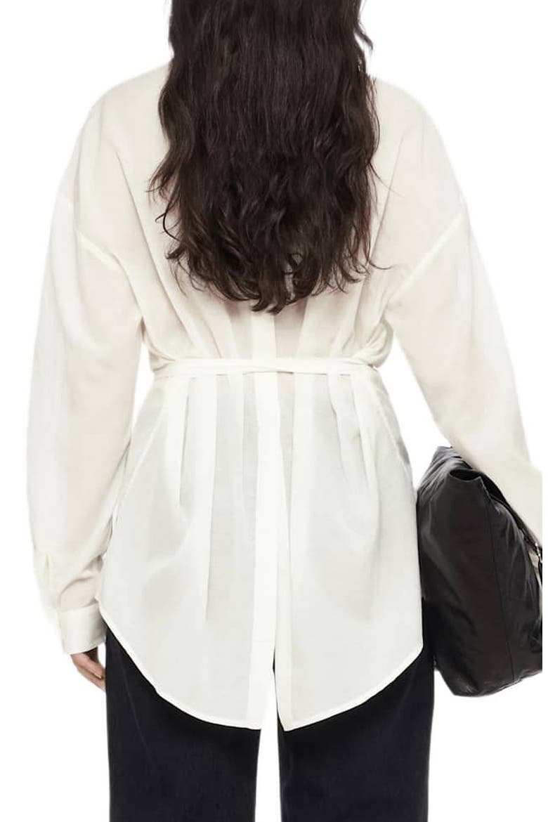 Ilana Cotton & Silk Tie Waist Shirt, Alternate, color, ECRU WHITE