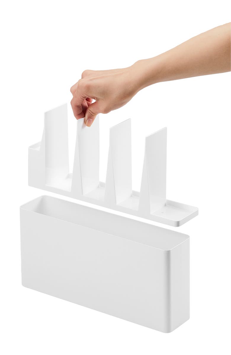 Yamazaki Utensil and Slim Cutting Mat Holder, Alternate, color, White