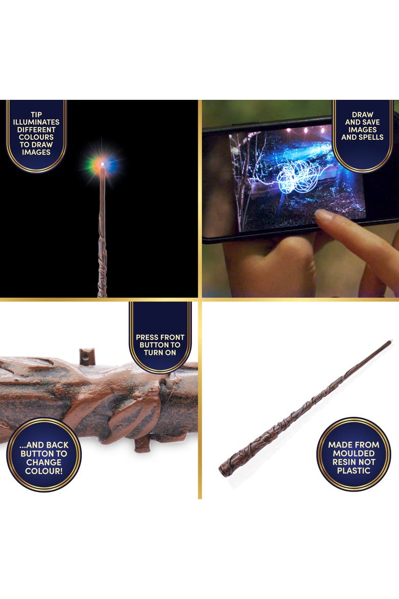 Deluxe Lumos Wand Hermione Granger, 14" Replica, Led Tip, Alternate, color, Brown