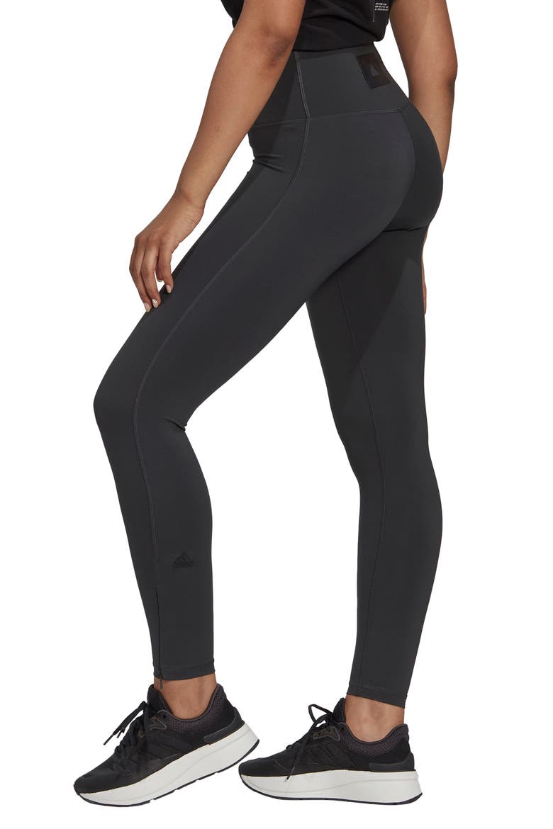 High Waist Zip Cuff Tights, Alternate, color, CARBON