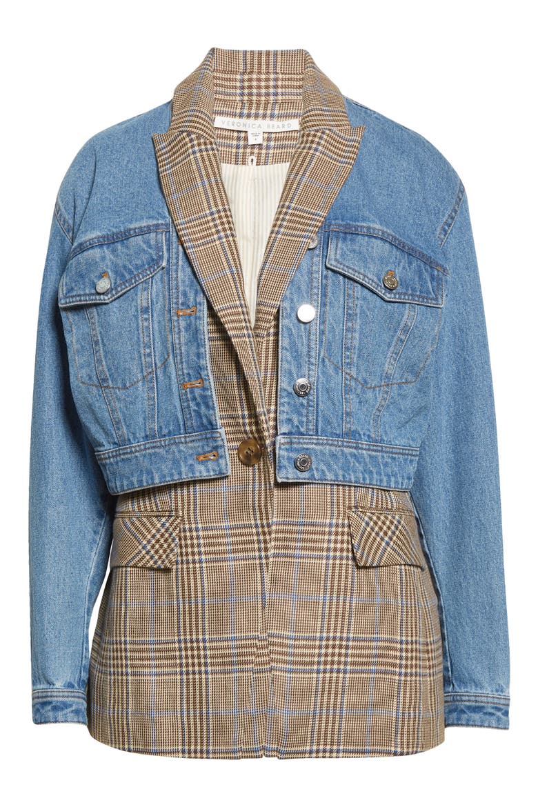 Keaton Combo Dickey Jacket, Main, color, CAMEL/ STEEL BLUE MULTI