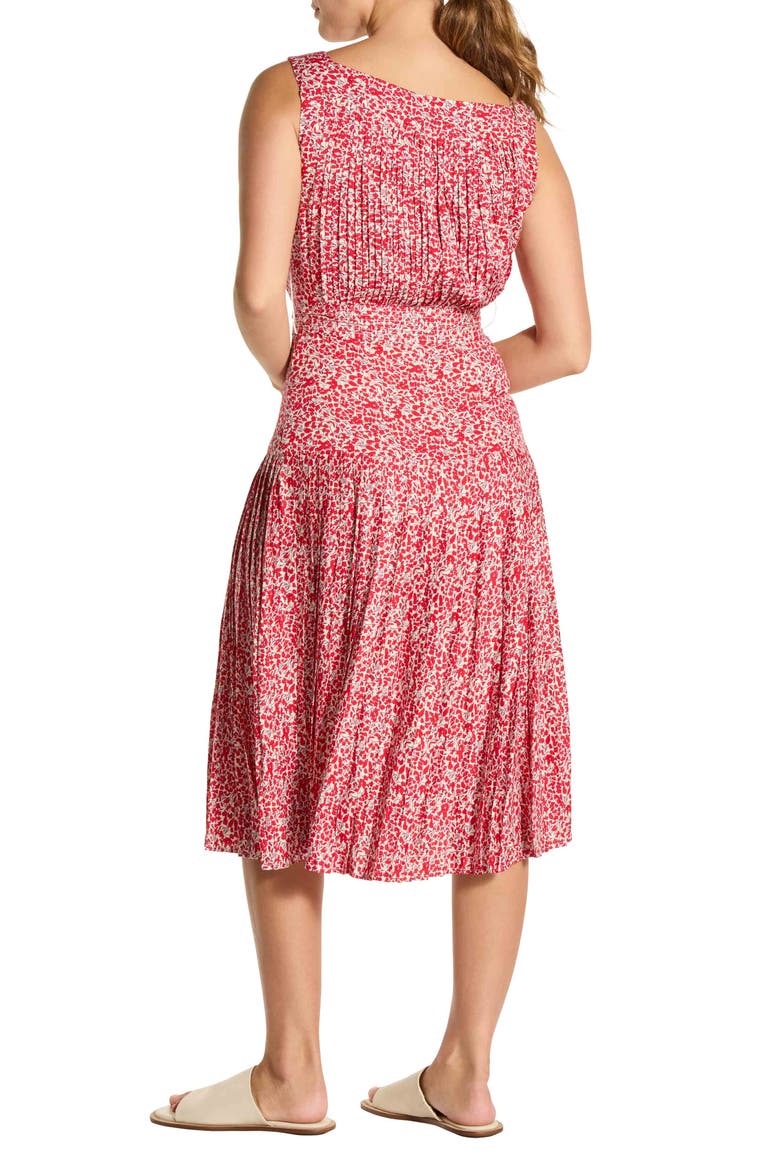 Floral Pleated Midi Sundress, Alternate, color, RED FLORAL