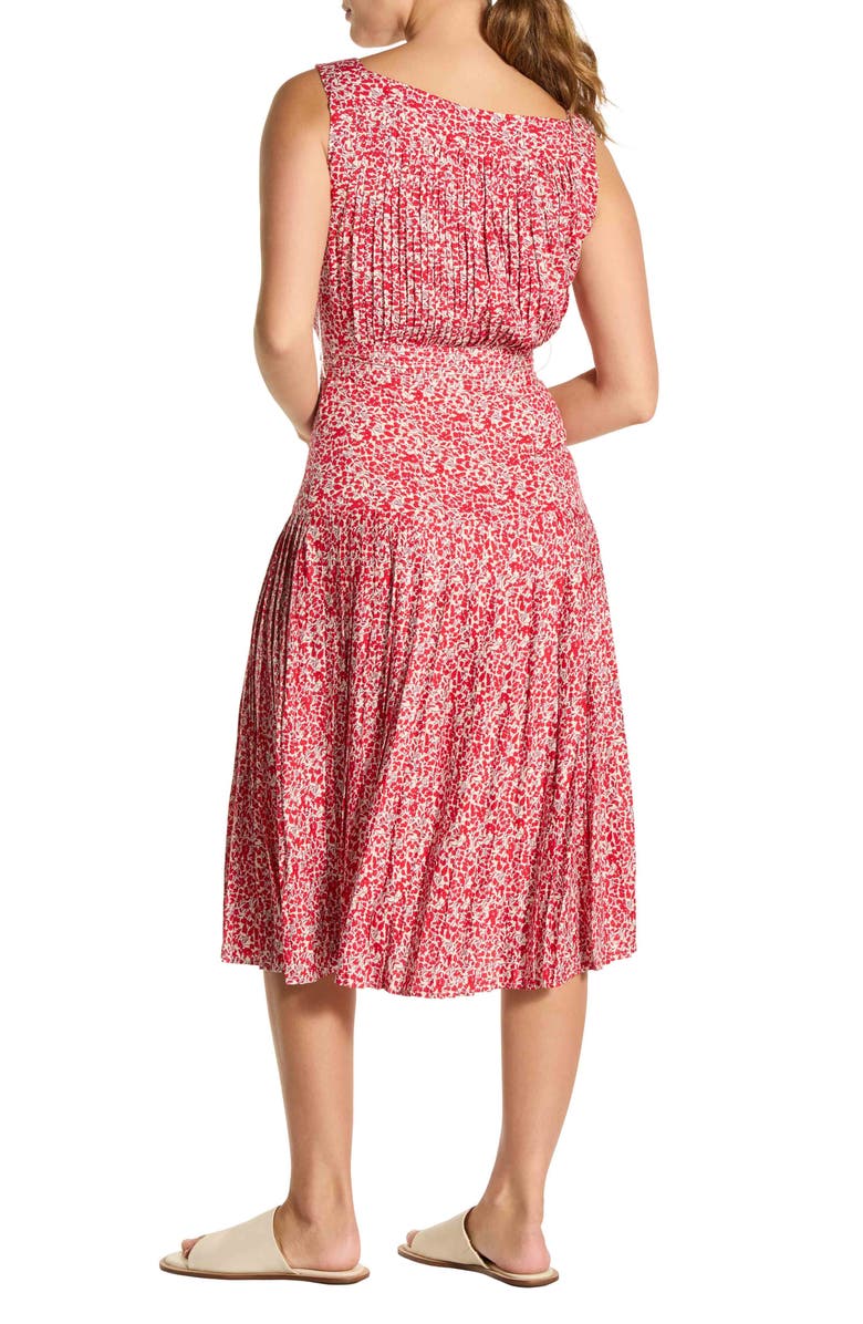 WISHLIST Floral Pleated Midi Sundress, Alternate, color, Red Floral