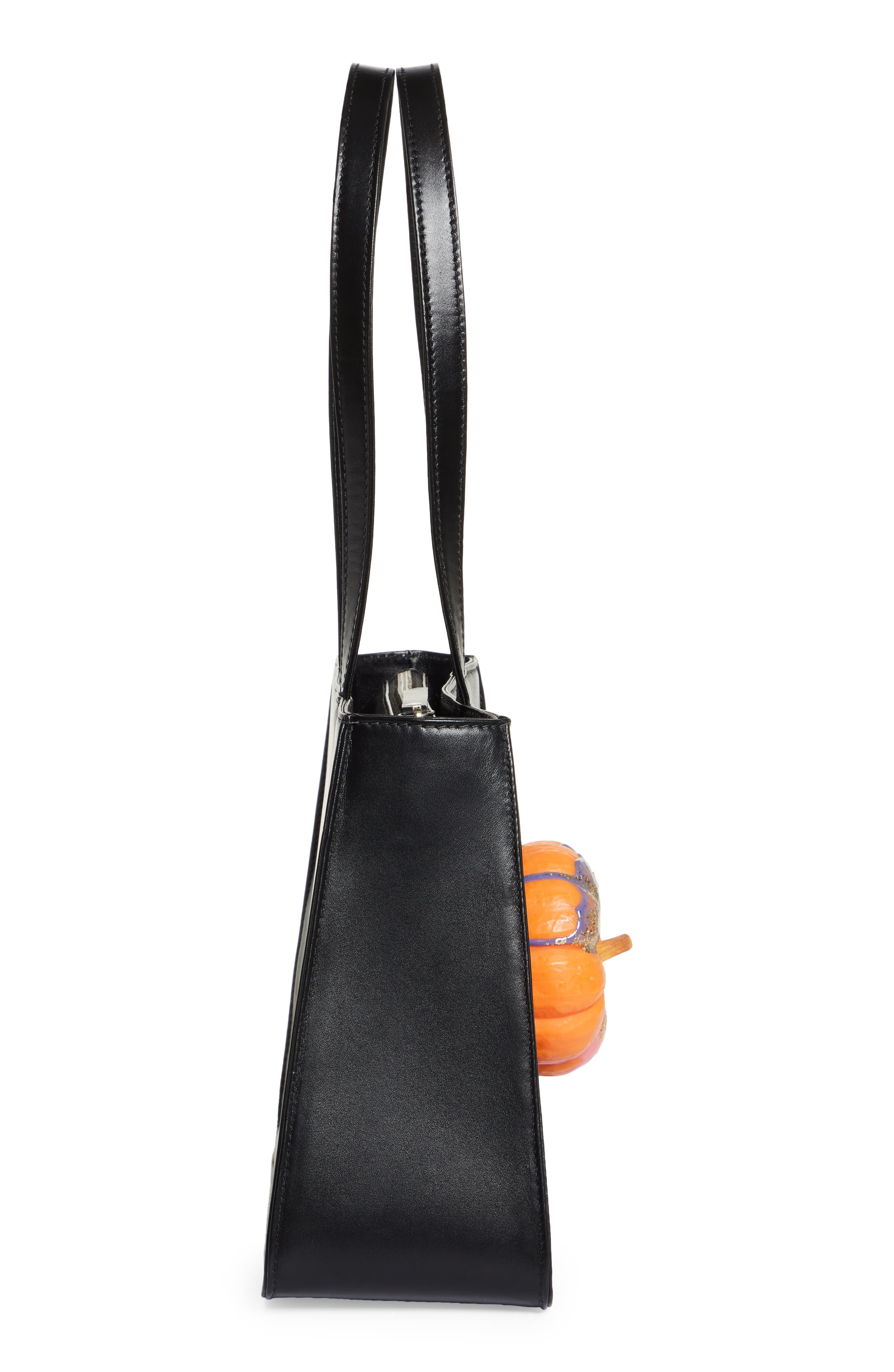 Puppets and Puppets Pumpkin Detail Leather Handbag, Alternate, color, 