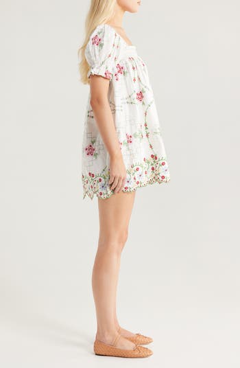 Lulu Embroidered Organic Cotton Shift Minidress
