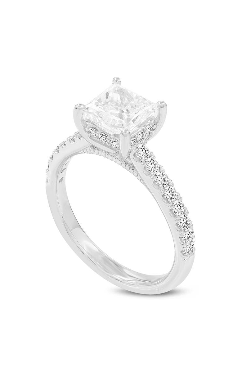 LuvMyJewelry Aneliya 14K White Gold Princess Cut Lab Grown Diamond Hidden Halo Engagement Ring - 1.95 Ct, Main, color, 14K White Gold