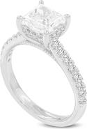 LuvMyJewelry Aneliya 14K White Gold Princess Cut Lab Grown Diamond Hidden Halo Engagement Ring - 1.95 Ct