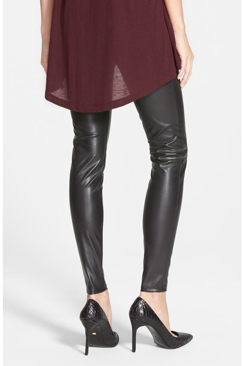 Faux Leather Leggings, Alternate, color, BLACK