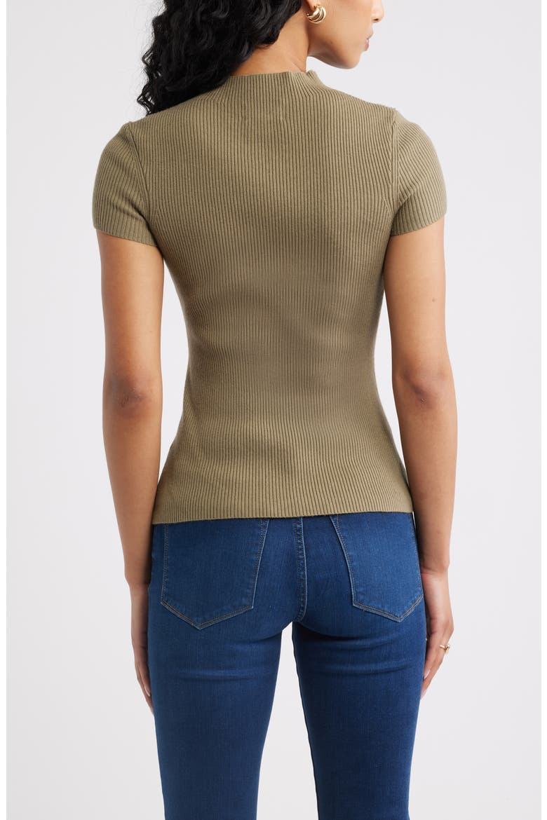 Rib Knit Mock Neck Sweater, Alternate, color, OLIVE DUSK