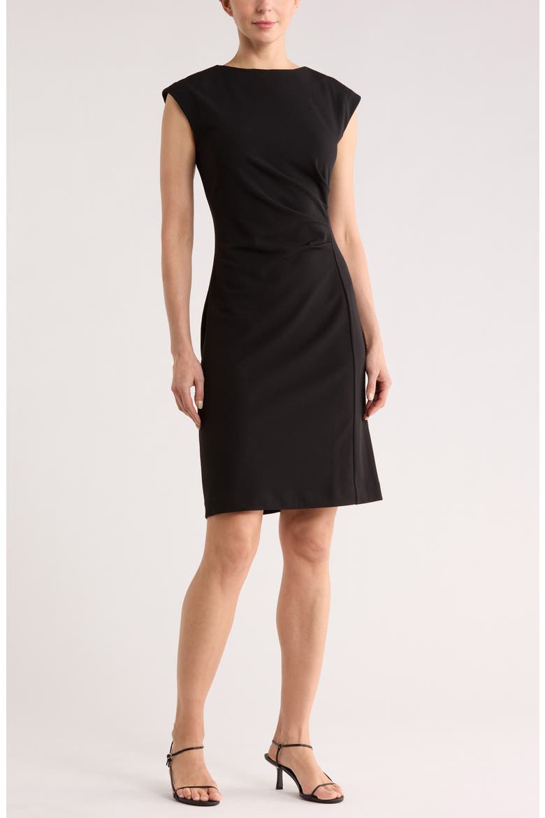 Ruched Midi Dress, Main, color, BLACK