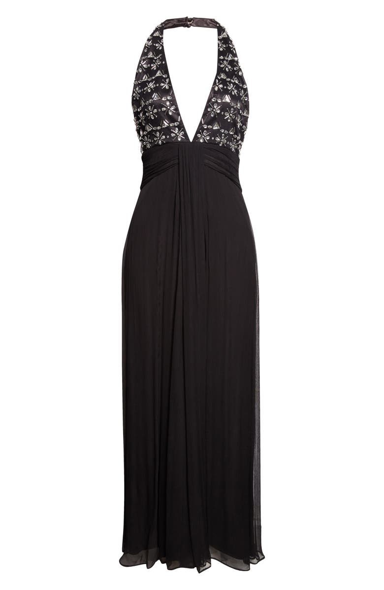 Ramy Brook Martina Embellished Bodice Chiffon Gown, Alternate, color, Black