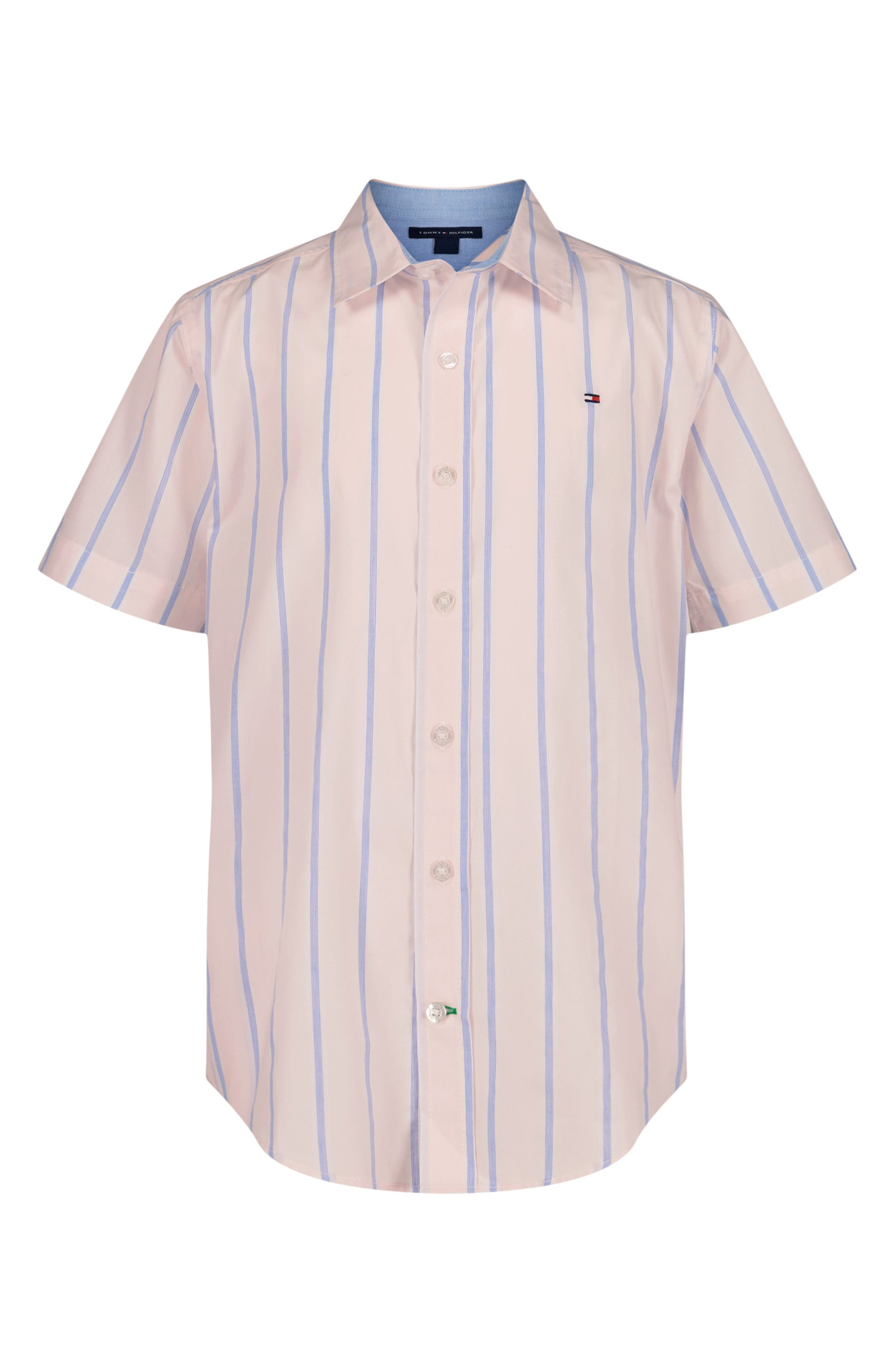 Tommy Hilfiger Kids' Candy Stripe Short Sleeve Button-Up Shirt