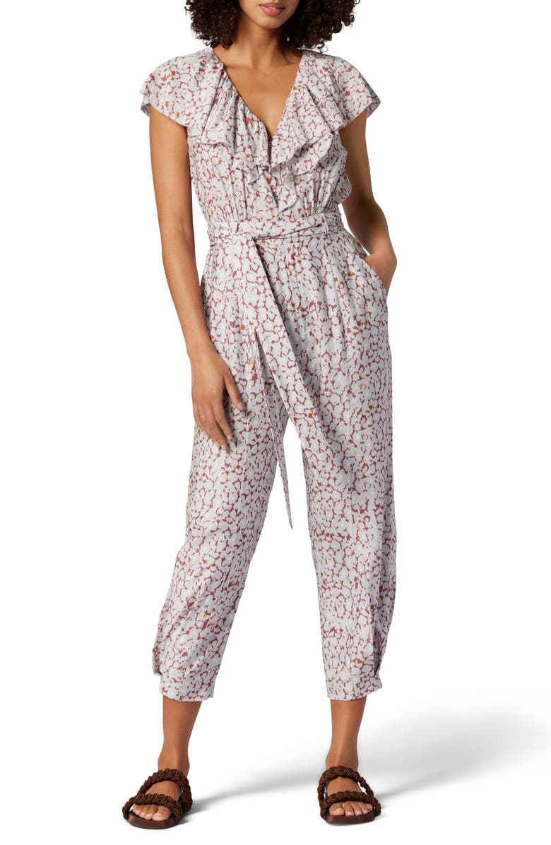 Joie Nell Floral Ruffle Tie Waist Jumpsuit, Main, color,