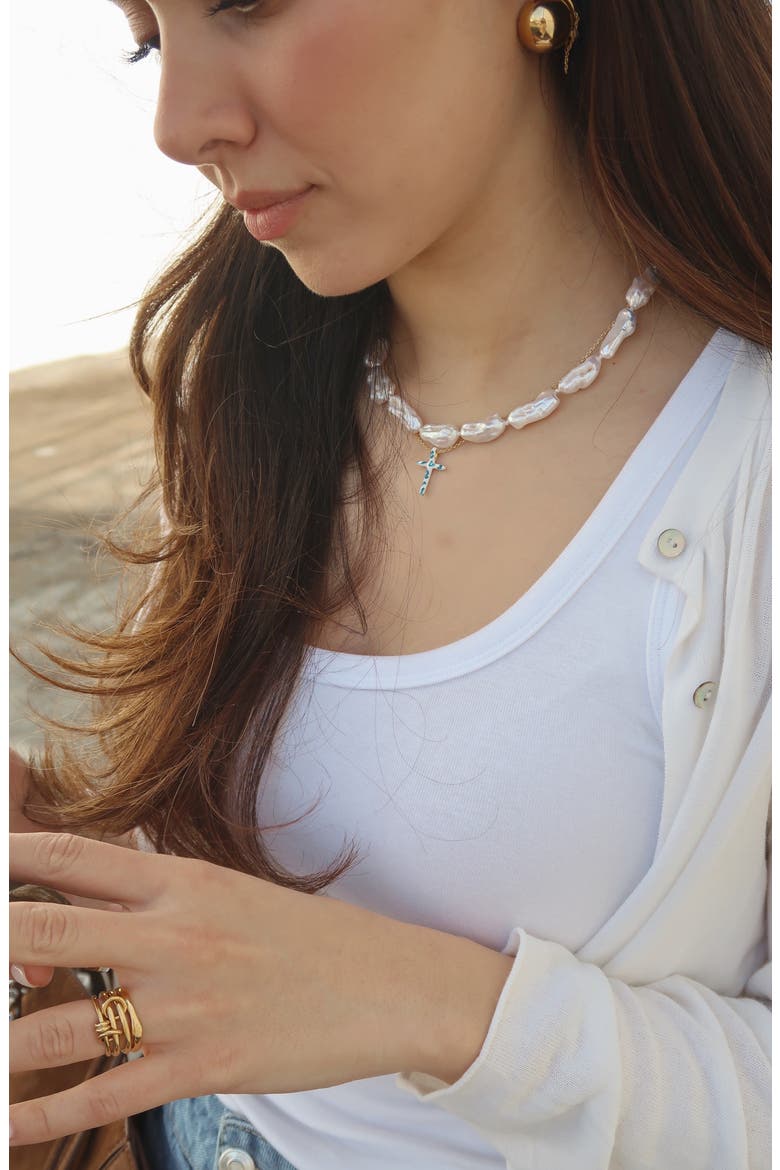 Biwa Pearl Necklace, Alternate, color, Pearl