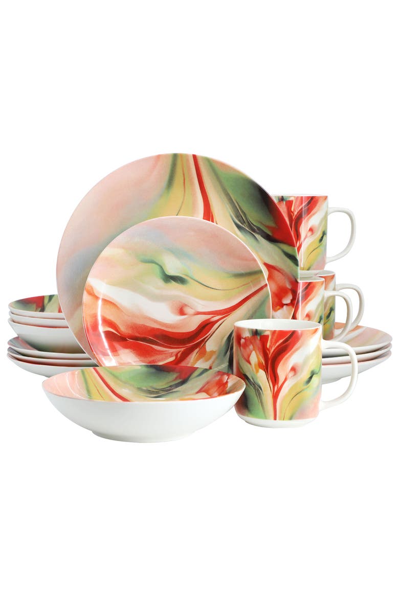 Autumn Storm 16 Piece Porcelain Dinnerware Set, Main, color, White