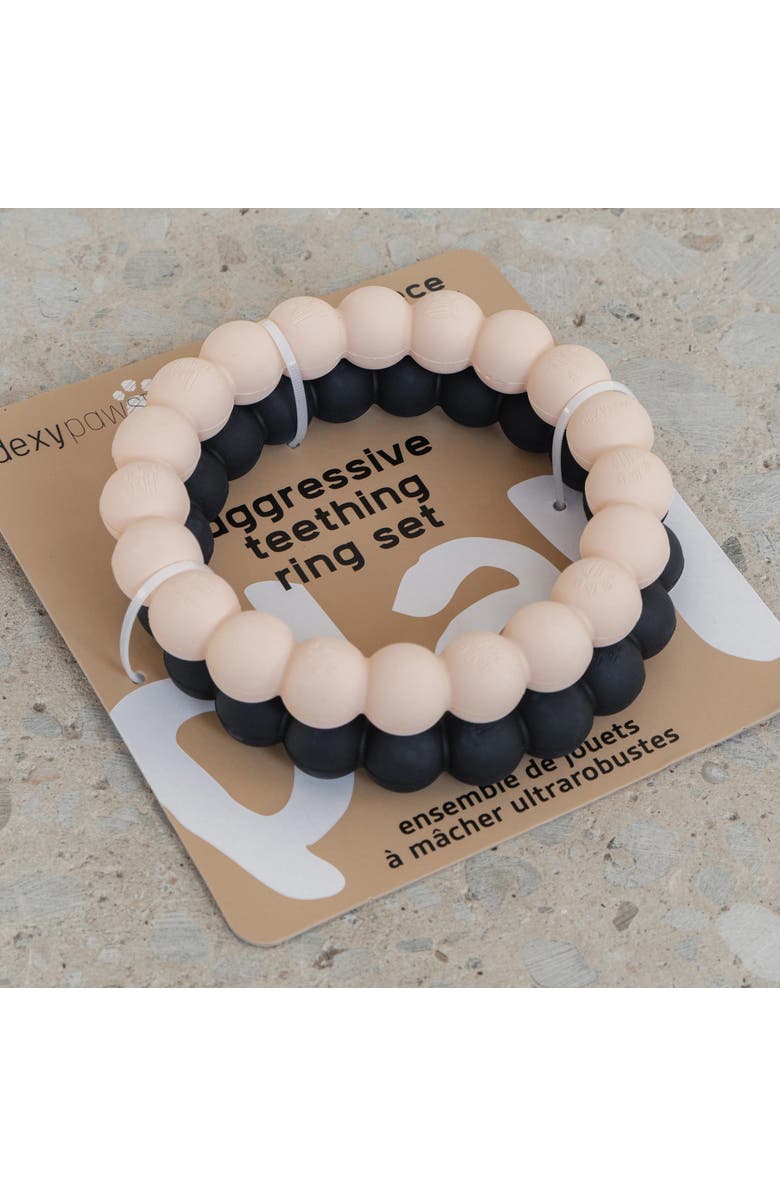 Dexypaws Super Chew Rings 2 Piece Dog Teething Toys, Alternate, color, Beige