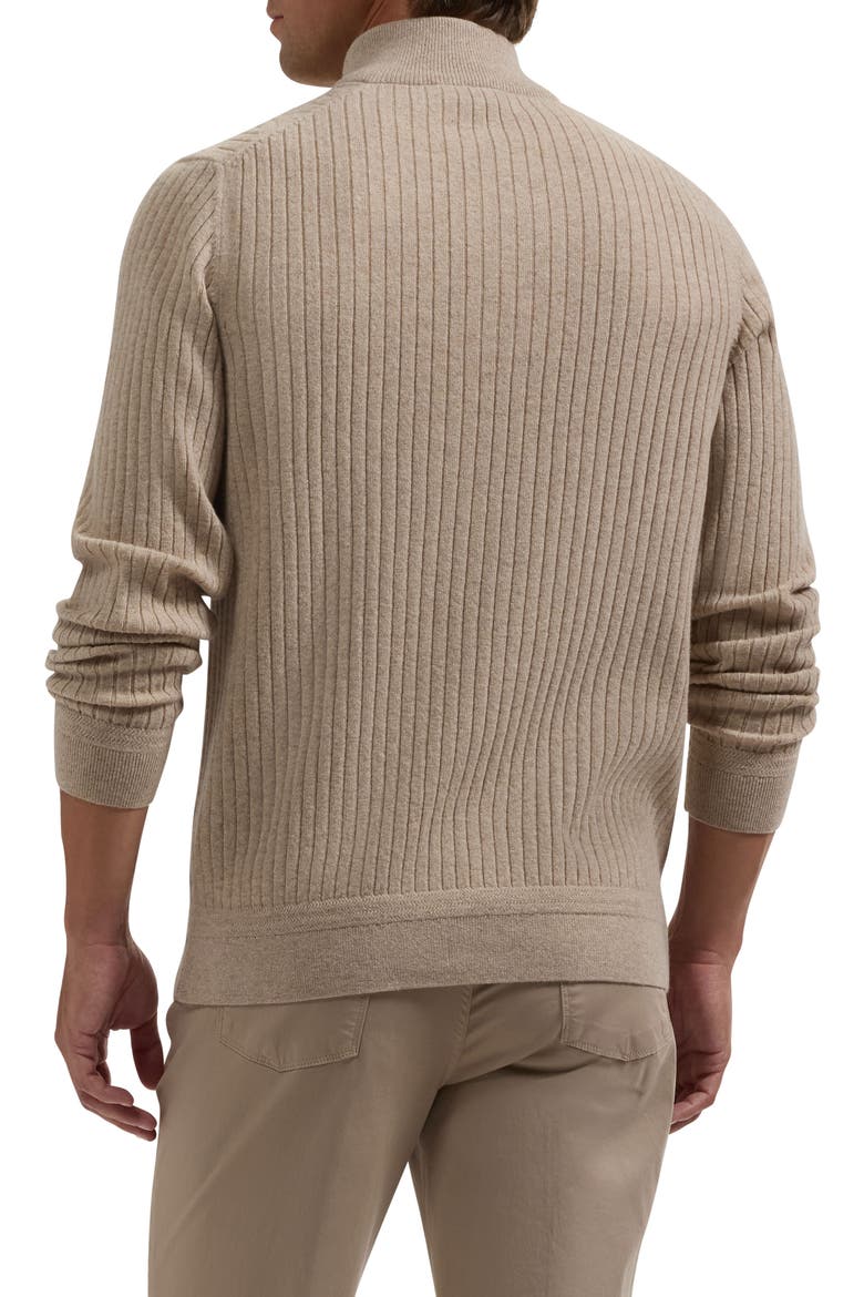 Cotton and Cashmere Quarter Zip Sweater, Alternate, color, COBBLESTONE