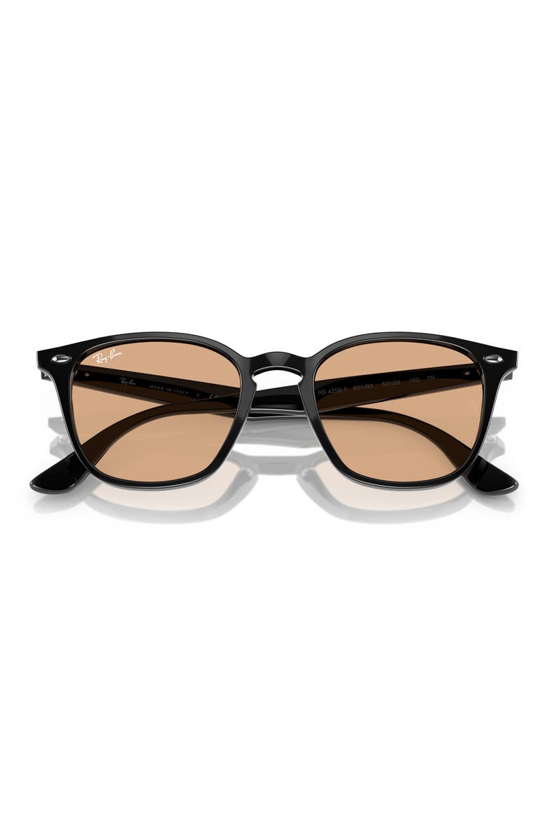 52mm Square Sunglasses, Alternate, color, BLACK / BROWN