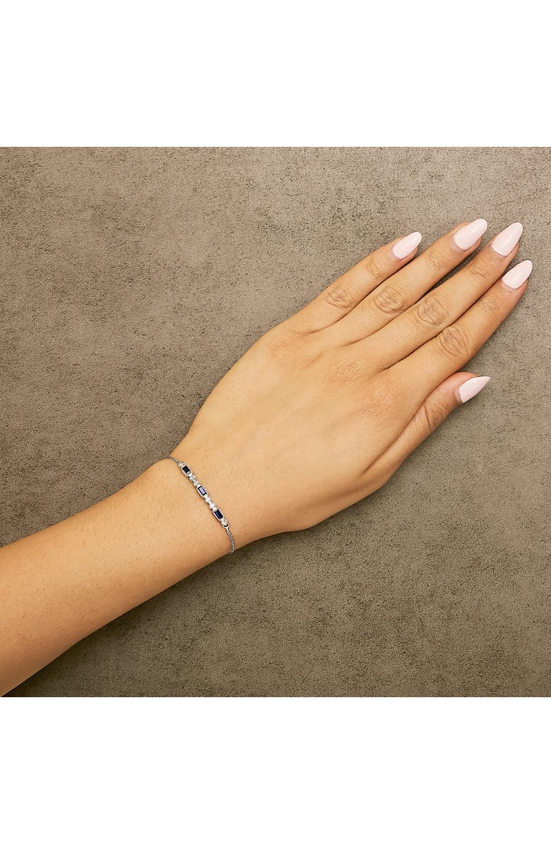 Haus of Brilliance .925 Sterling Silver Created Blue Sapphire and White Sapphire Bolo Bracelet, Alternate, color, White