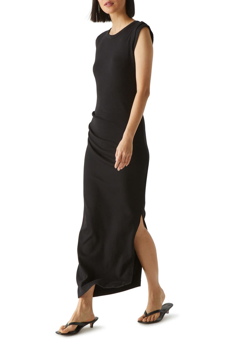 Calliope Cap Sleeve Dress, Alternate, color, BLACK