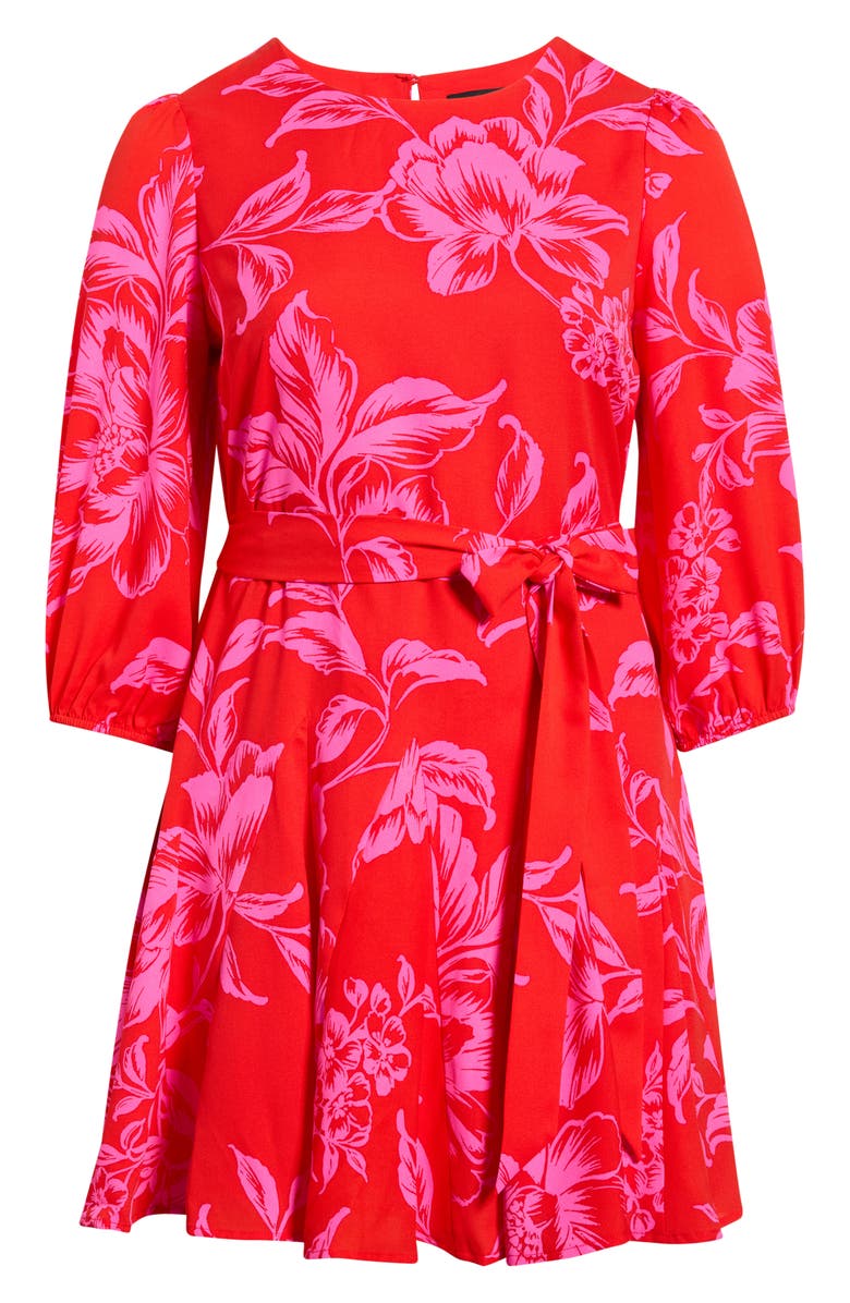 SUGARLIPS Darline Floral Collins Godet Minidress, Alternate, color, Red-Pink-Combo