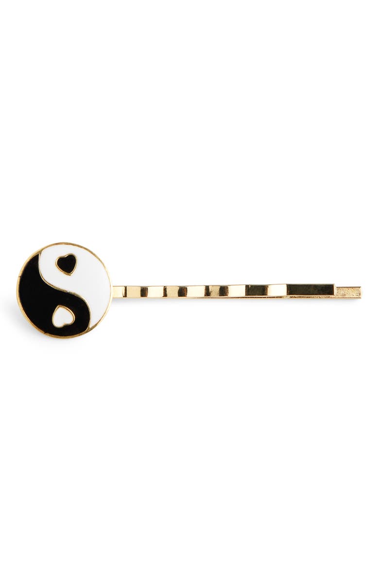 Wilhelmina Garcia Yin Yang Enamel Bobby Pin, Main, color,