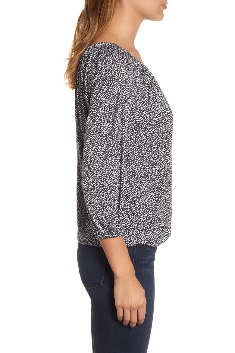 Giraffe Peasant Blouse, Alternate, color, BLACK/WHITE