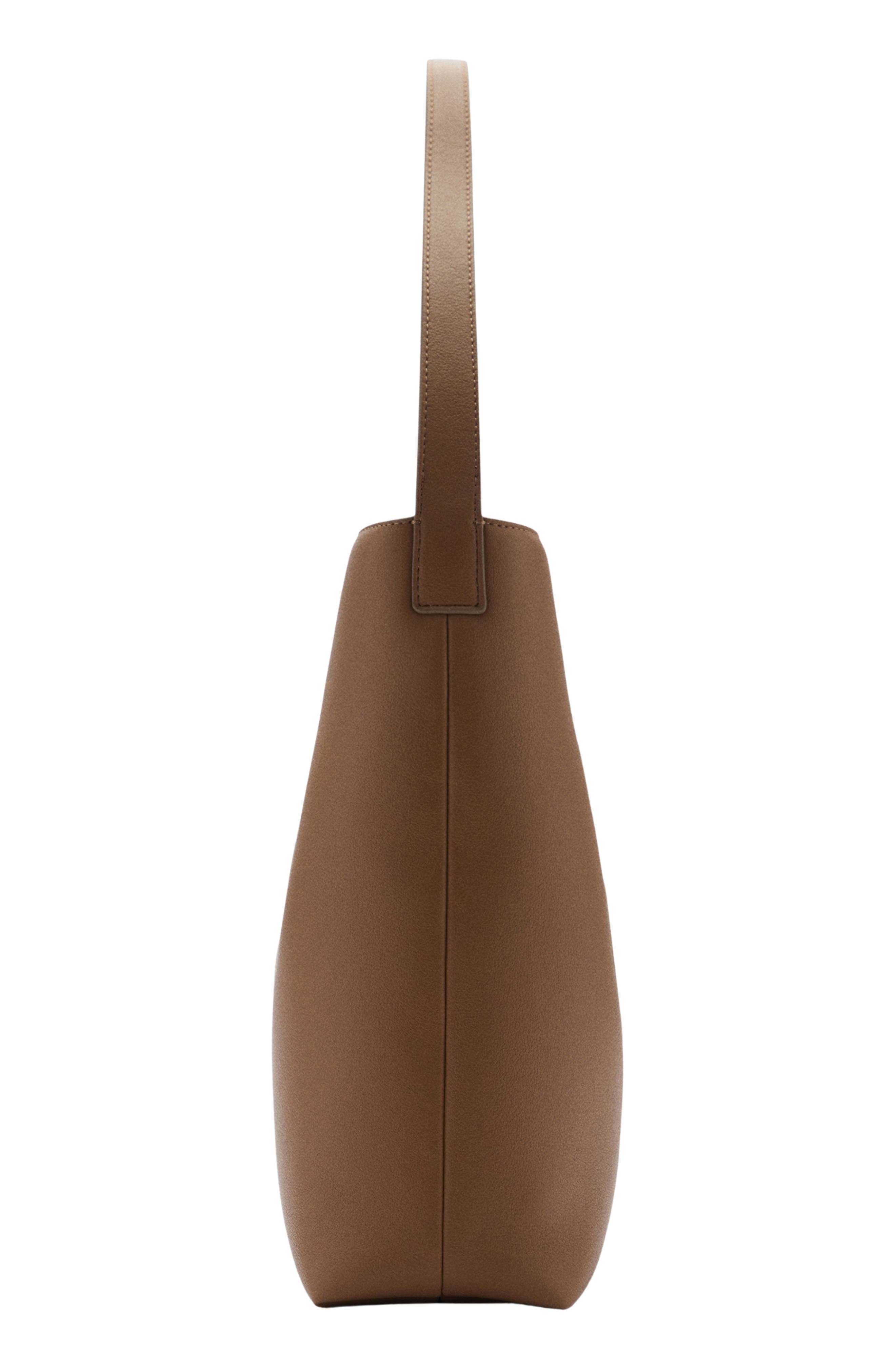 MANGO Buckle Front Faux Leather Shopper Bag, Alternate, color, 