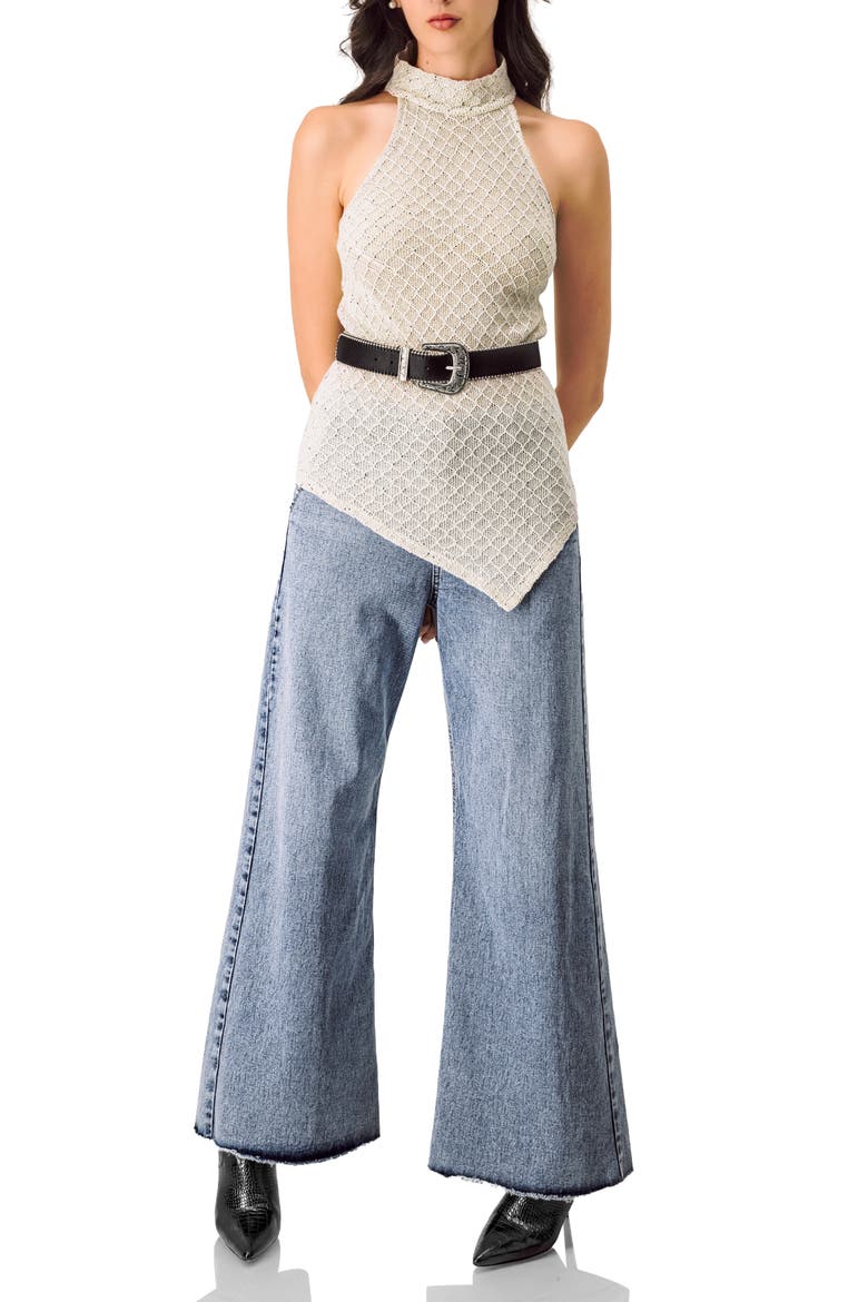 Knit Halter Neck Sleeveless Top, Alternate, color, Natural