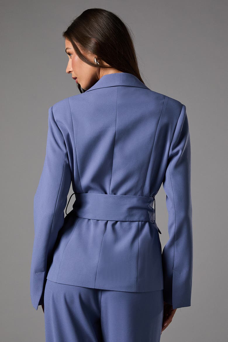 Wrap Tie Front Blazer, Alternate, color, Blue