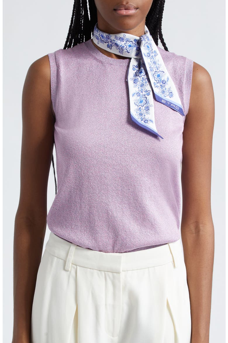 Floral Silk Scarf, Alternate, color, PRINT ON BLUE BASE
