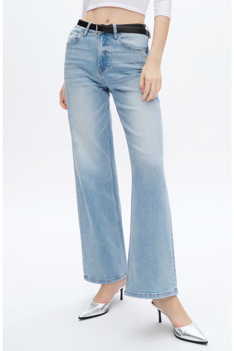 High Waist Straight Leg Jeans, Main, color, SWISS BLUEDNU