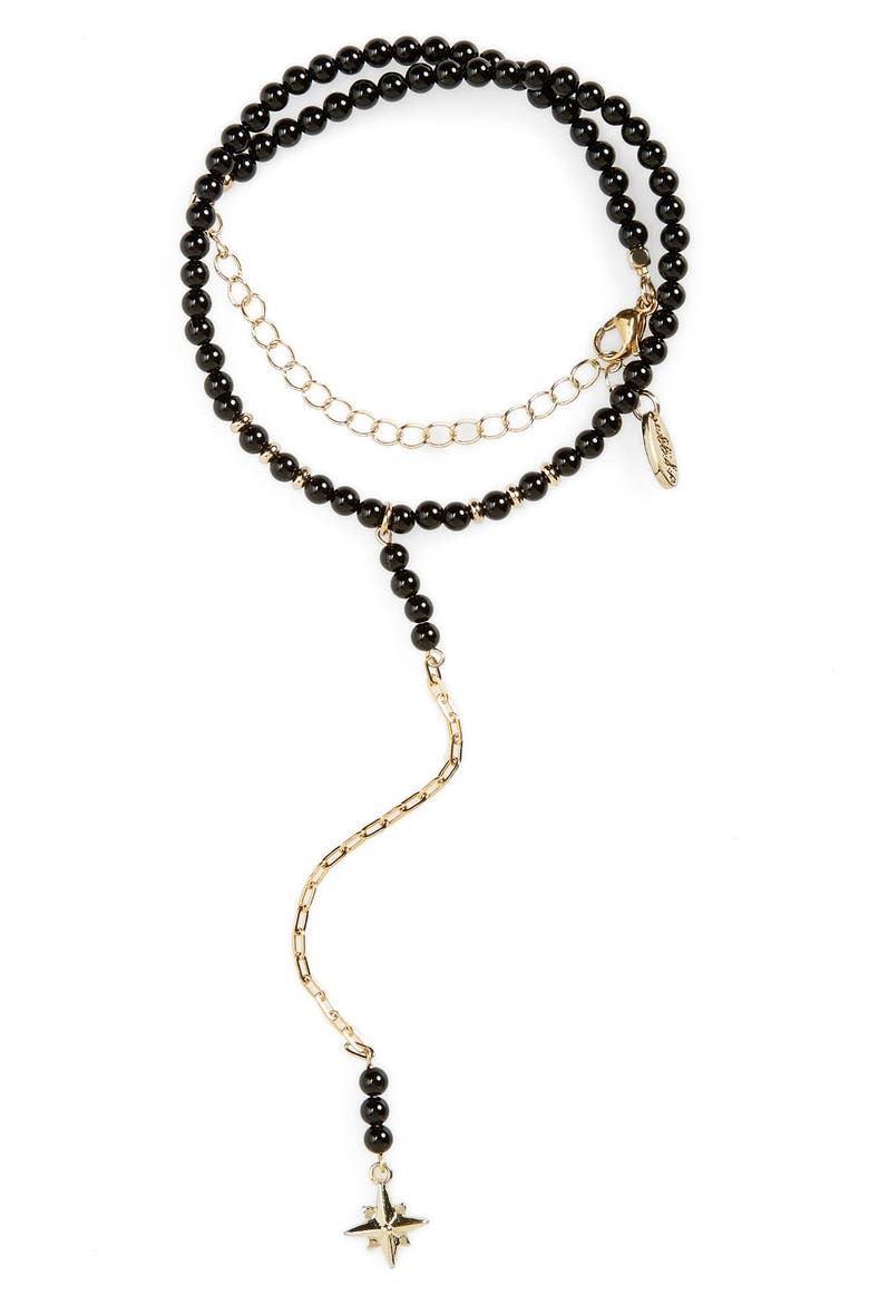 Beaded Pendant Chain Choker, Alternate, color, BLACK